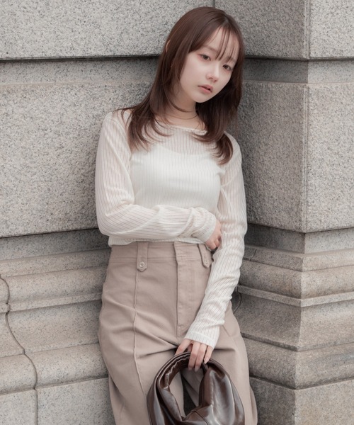 SENEE（セニー）の「2way layered tops（ツーウェイレイヤードトップス）（Tシャツ/カットソー・レディース・ブラック/アイボリー・FREE）」の14枚目の写真