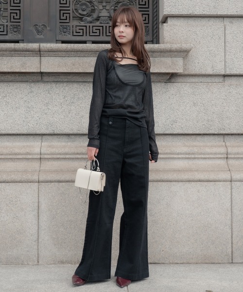 SENEE（セニー）の「2way layered tops（ツーウェイレイヤードトップス）（Tシャツ/カットソー・レディース・ブラック/アイボリー・FREE）」の17枚目の写真