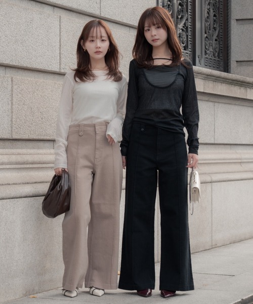 SENEE（セニー）の「2way layered tops（ツーウェイレイヤードトップス）（Tシャツ/カットソー・レディース・ブラック/アイボリー・FREE）」の20枚目の写真