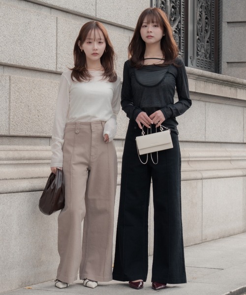 SENEE（セニー）の「2way layered tops（ツーウェイレイヤードトップス）（Tシャツ/カットソー・レディース・ブラック/アイボリー・FREE）」の21枚目の写真