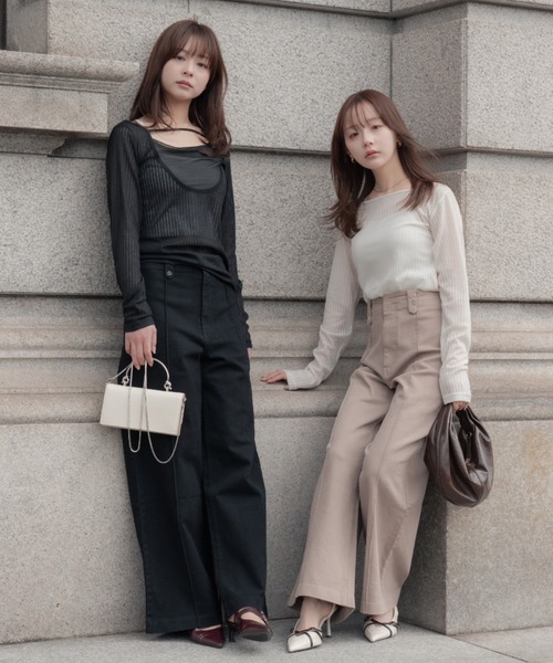 SENEE（セニー）の「2way layered tops（ツーウェイレイヤードトップス）（Tシャツ/カットソー・レディース・ブラック/アイボリー・FREE）」の22枚目の写真