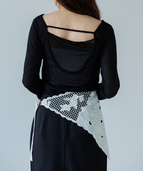 SENEE（セニー）の「2way layered tops（ツーウェイレイヤードトップス）（Tシャツ/カットソー・レディース・ブラック/アイボリー・FREE）」の6枚目の写真