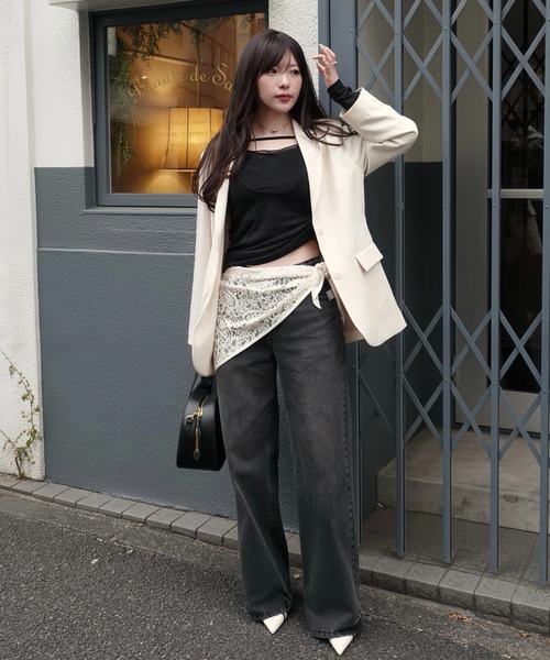 SENEE ツーウェイレイヤードトップス　ブラック 2way layered tops（ツーウェイレイヤードトップス）（Tシャツ