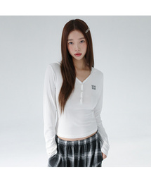 ヘンリーネックフードスティッチTシャツ[6色]