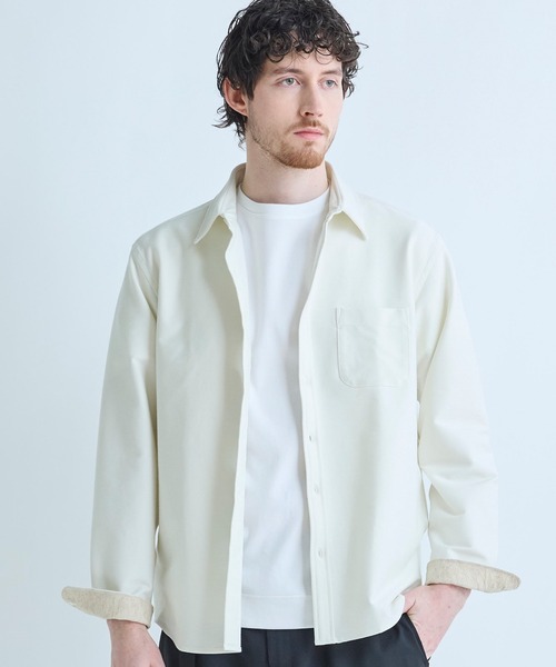 MEN'S BIGI(メンズビギ)の「デニムジャージ シャツブルゾン<ストレッチ>(シャツ/ブラウス・メンズ・ベージュ/ネイビー/ホワイト・02/01/04/03)」の2枚目の写真