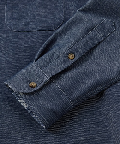 MEN'S BIGI(メンズビギ)の「デニムジャージ シャツブルゾン<ストレッチ>(シャツ/ブラウス・メンズ・ベージュ/ネイビー/ホワイト・02/01/04/03)」の7枚目の写真