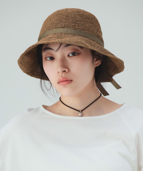 BEAMS HEART(ビームスハート)の「ペーパー リボン ハット(ハット・レディース・ナチュラル/ブラウン/ベージュ・ONE SIZE)」の2枚目の写真