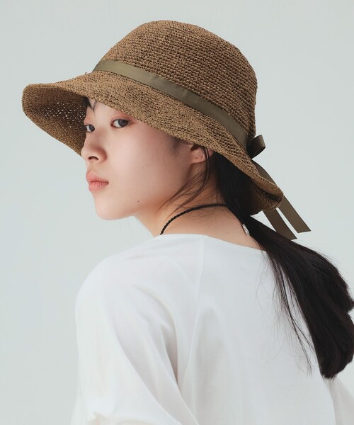 BEAMS HEART(ビームスハート)の「ペーパー リボン ハット(ハット・レディース・ナチュラル/ブラウン/ベージュ・ONE SIZE)」の5枚目の写真