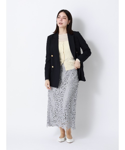 SUIT SQUARE(スーツスクエア)の「フラワーレースタイトスカート ハンドウォッシュ ポリエステル anysy(スカート・レディース・サックスブルー/ネイビー・40(11号)/38(9号)/36(7号))」の3枚目の写真