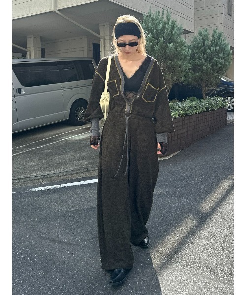 ELCHELE(エルチェレ)の「WAFFLE WEAVE JUMPSUIT(つなぎ/オールインワン・レディース・カーキ/ブルー・36/38)」の13枚目の写真