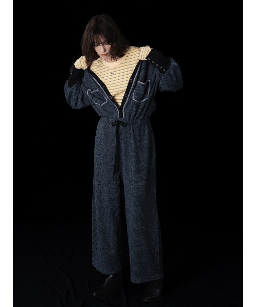 ELCHELE(エルチェレ)の「WAFFLE WEAVE JUMPSUIT(つなぎ/オールインワン・レディース・カーキ/ブルー・36/38)」の4枚目の写真