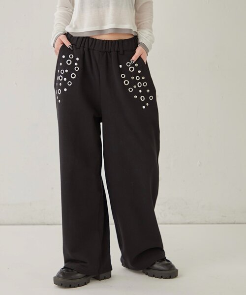 WHO'S WHO gallery(フーズフーギャラリー)の「EYELET SWEAT PANT(スウェットパンツ・レディース・ブラック/グレー/ライトグレー/カーキ・SMALL/MEDIUM)」の7枚目の写真