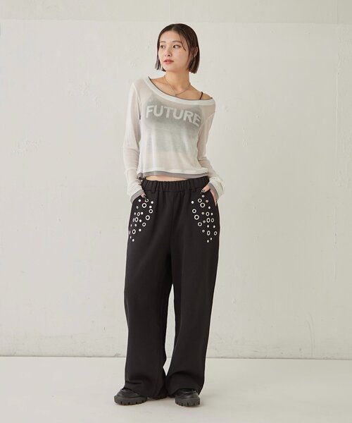 WHO'S WHO gallery(フーズフーギャラリー)の「EYELET SWEAT PANT(スウェットパンツ・レディース・ブラック/グレー/ライトグレー/カーキ・SMALL/MEDIUM)」の11枚目の写真