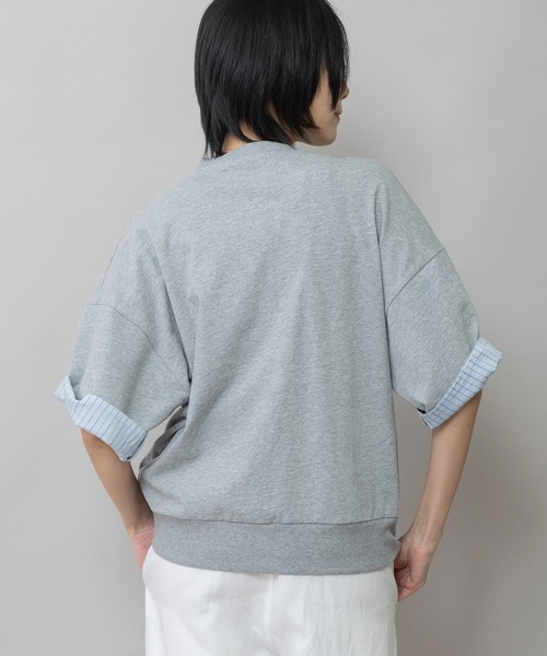Munich（ミューニック）の「【接触冷感】ヴィンテージジャージ×ストライププルオーバー（Tシャツ/カットソー・レディース・ホワイト/ブラック/グレー・FREE）」の6枚目の写真
