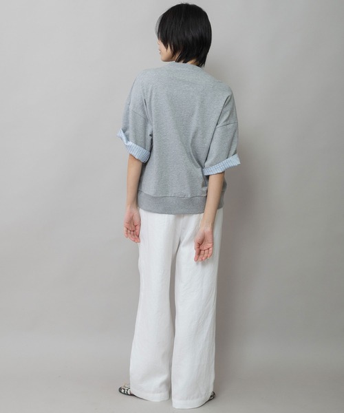 Munich（ミューニック）の「【接触冷感】ヴィンテージジャージ×ストライププルオーバー（Tシャツ/カットソー・レディース・ホワイト/ブラック/グレー・FREE）」の7枚目の写真