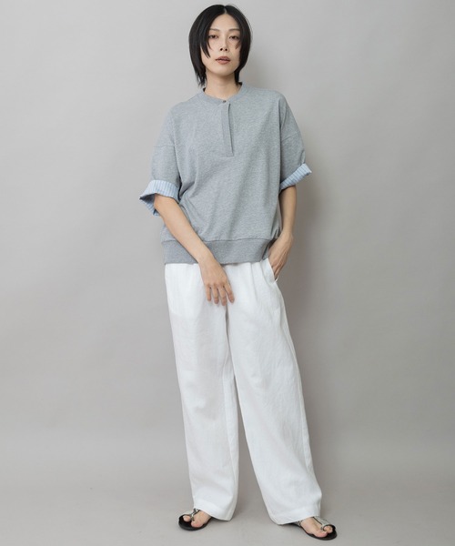 Munich（ミューニック）の「【接触冷感】ヴィンテージジャージ×ストライププルオーバー（Tシャツ/カットソー・レディース・ホワイト/ブラック/グレー・FREE）」の9枚目の写真
