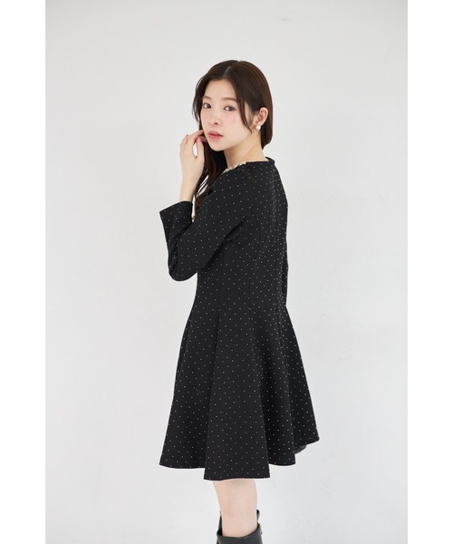 tocco closet(トッコ クローゼット)の「きらきらストーン×ビジュー付きリボンボンディングワンピース(ワンピース・レディース・ブラック/ピンク・M)」の10枚目の写真