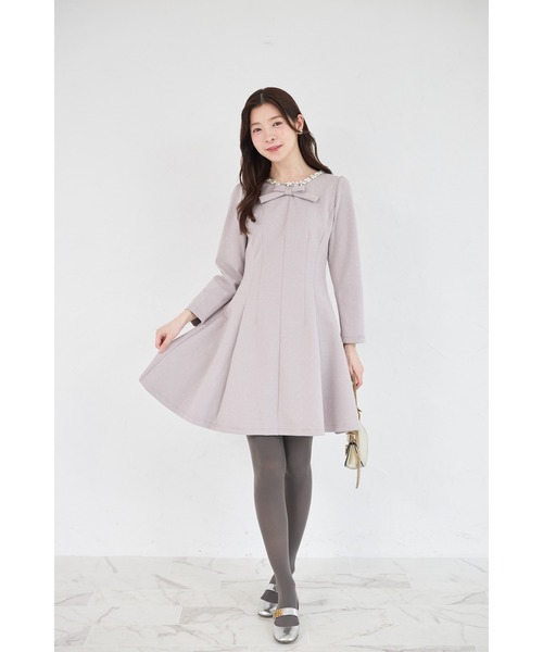 tocco closet(トッコ クローゼット)の「きらきらストーン×ビジュー付きリボンボンディングワンピース(ワンピース・レディース・ブラック/ピンク・M)」の12枚目の写真