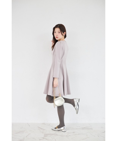 きらきらストーン×ビジュー付きリボンボンディングワンピース