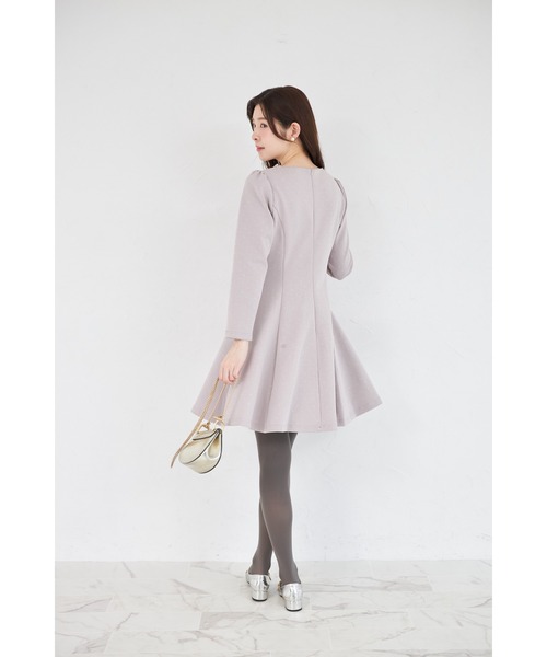 きらきらストーン×ビジュー付きリボンボンディングワンピース