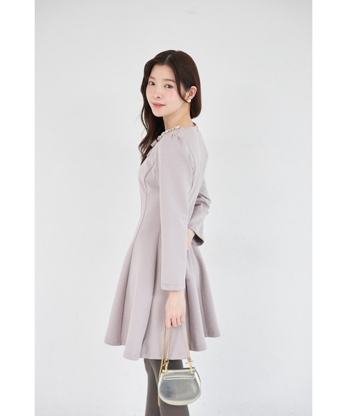 tocco closet(トッコ クローゼット)の「きらきらストーン×ビジュー付きリボンボンディングワンピース(ワンピース・レディース・ブラック/ピンク・M)」の19枚目の写真