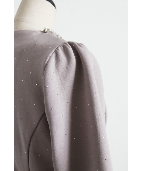 きらきらストーン×ビジュー付きリボンボンディングワンピース