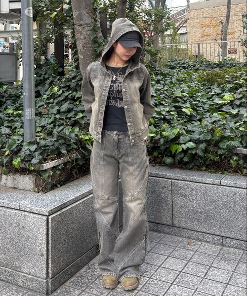 フーデッドデニムジャケット