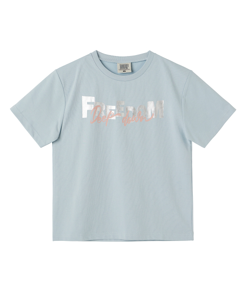 DANGLEDROP(ダングルドロップ)の「DGDP FREEDOMセミクロップ半袖Tシャツスカイブルー(Tシャツ/カットソー・レディース・その他・FREE)」の2枚目の写真