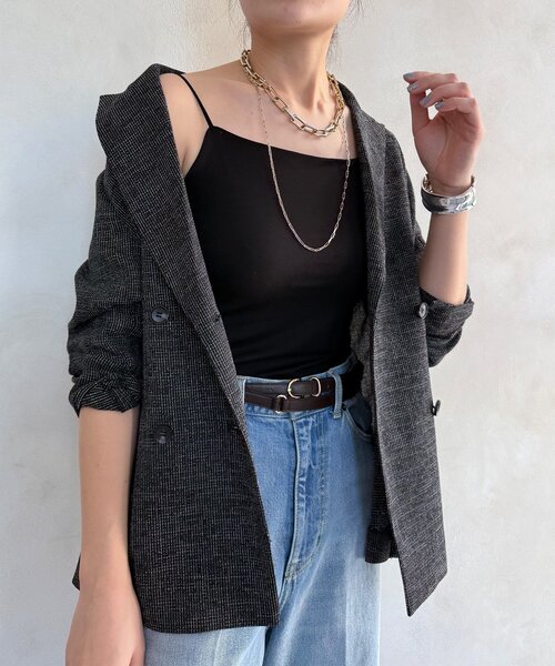 DouDou(ドゥドゥ)の「カップ付キャミ(Tシャツ/カットソー・レディース・ブラック/オフホワイト・FREE)」の19枚目の写真