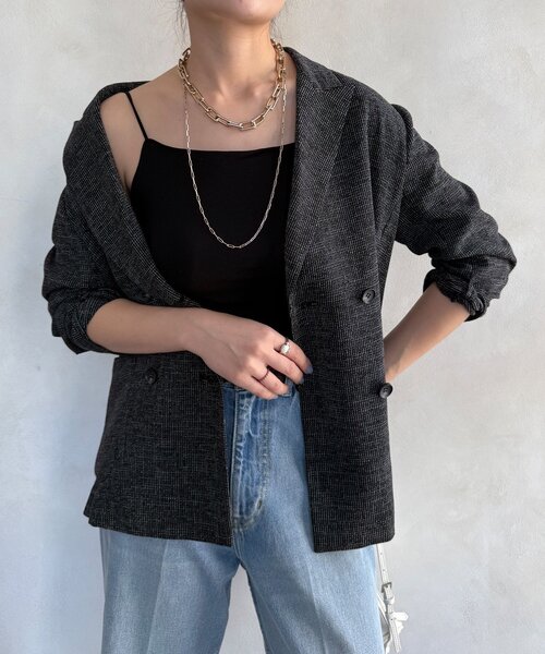 DouDou(ドゥドゥ)の「カップ付キャミ(Tシャツ/カットソー・レディース・ブラック/オフホワイト・FREE)」の20枚目の写真