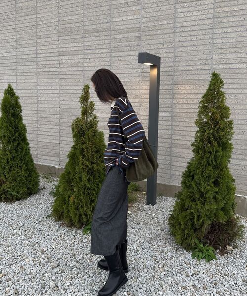 HAINT（ヘイント）の「MULTI STRIPE COLLAR T_BROWN（ポロシャツ・レディース・ブラウン・FREE）」の4枚目の写真