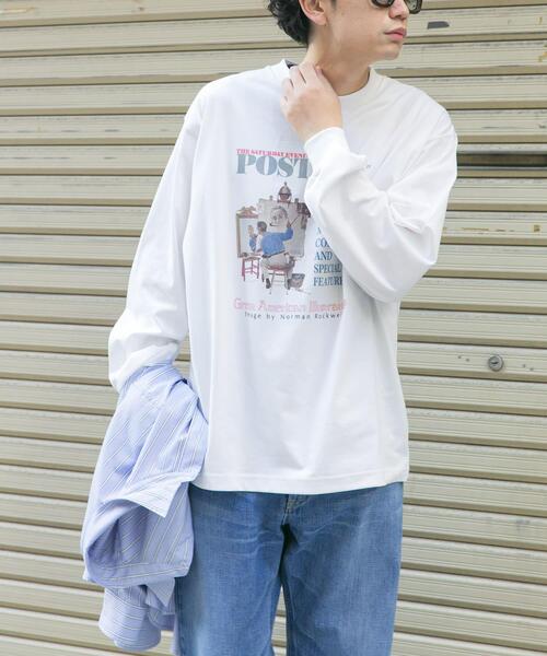 FORK&SPOON（フォークアンドスプーン）の「FORK&SPOON　グラフィックプリントロングスリーブTシャツ（Tシャツ/カットソー・メンズ・オフホワイト/ブラック・4/5）」の4枚目の写真