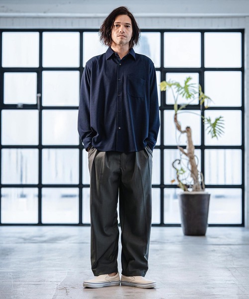 CAMBIO（カンビオ）の「mp14519- TR Two Tuck Pants テーパードパンツ(AI-261-009)（スラックス・メンズ・ブラック/グレー・S/M/L）」の7枚目の写真