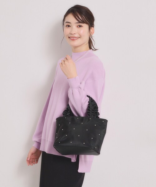 ITS'DEMO（イッツデモ）の「ジルコンフリル手トート（ハンドバッグ・レディース・ブラック/ピンク系/ベージュ・00）」の4枚目の写真