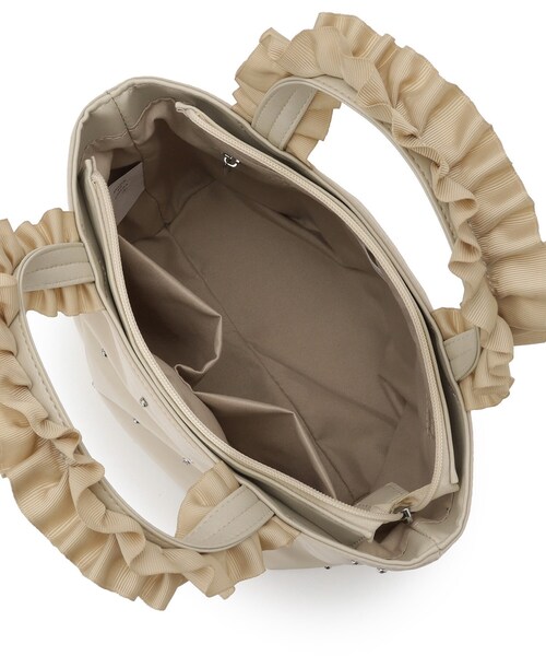 ITS'DEMO（イッツデモ）の「ジルコンフリル手トート（ハンドバッグ・レディース・ブラック/ピンク系/ベージュ・00）」の18枚目の写真