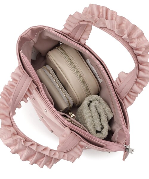 ITS'DEMO（イッツデモ）の「ジルコンフリル手トート（ハンドバッグ・レディース・ブラック/ピンク系/ベージュ・00）」の19枚目の写真