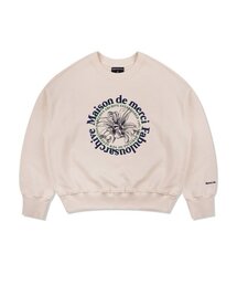 FABULOUS ARCHIVE（ファビュラスアーカイブ）の「ウィメンズクロップサークルロゴエンボルドリスヘビーテリーマンツーマンクリームネイビー(FCD3TS701W)（スウェット）」