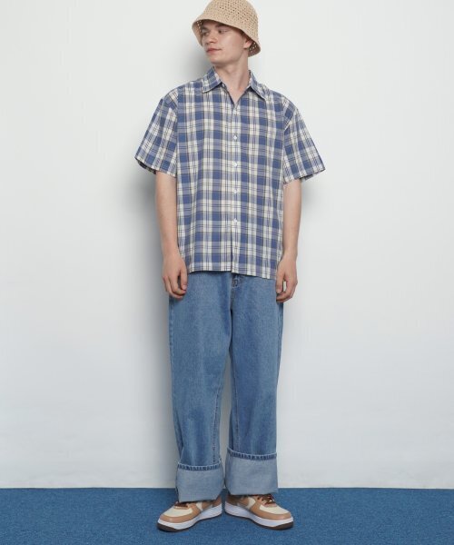 THE-ABON(エイボン)の「M197 wide denim blue(デニムパンツ・メンズ・ブルー・S/M/L)」の1枚目の写真