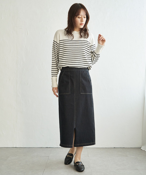 ikka(イッカ)の「GOKU楽タイトスカート(スカート・レディース・ネイビー/ブルー/オフホワイト/ブラック・M/S/L)」の14枚目の写真