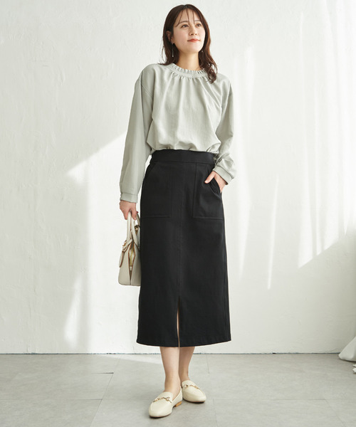 ikka(イッカ)の「GOKU楽タイトスカート(スカート・レディース・ネイビー/ブルー/オフホワイト/ブラック・M/S/L)」の12枚目の写真