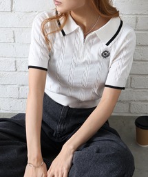 ケーブルハーフＺＩＰショートスリーブポロ