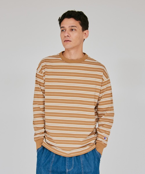 Champion(チャンピオン)の「【Champion/チャンピオン】メンズ メンズカジュアル ロングスリーブTシャツ(Tシャツ/カットソー・メンズ・ベージュ系その他3/ライトブラウン/ネイビー・X-LARGE/LARGE/MEDIUM)」の1枚目の写真