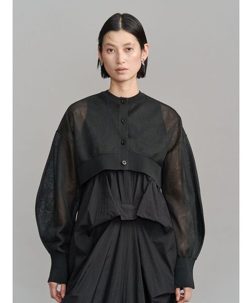 UN3D.(アンスリード)の「2TONE SHEER KT CD / 2トーンシアーニットカーディガン(カーディガン/ボレロ・レディース・ブラック/ライム/ホワイト/シルバー・FREE)」の13枚目の写真