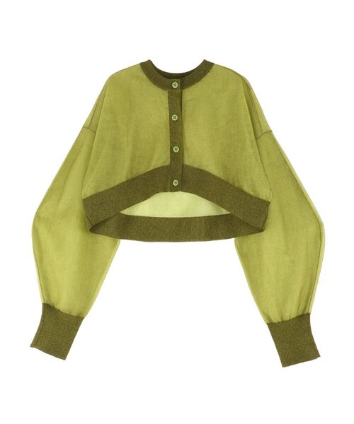 UN3D.(アンスリード)の「2TONE SHEER KT CD / 2トーンシアーニットカーディガン(カーディガン/ボレロ・レディース・ブラック/ライム/ホワイト/シルバー・FREE)」の7枚目の写真