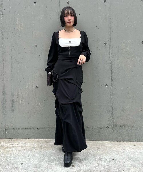 Mavie..7（メヴィセットゥ）の「【Mavie..7】インナーSETデザインボレロトップス（Tシャツ/カットソー・レディース・オフホワイト/ブラック・FREE）」の8枚目の写真