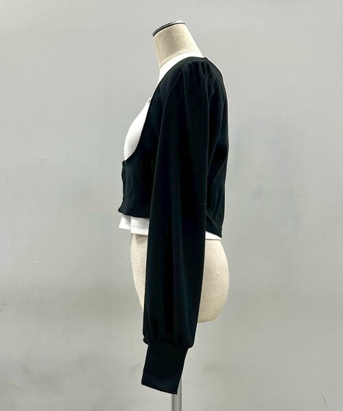 Mavie..7（メヴィセットゥ）の「【Mavie..7】インナーSETデザインボレロトップス（Tシャツ/カットソー・レディース・オフホワイト/ブラック・FREE）」の12枚目の写真