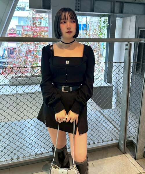 Mavie..7（メヴィセットゥ）の「【Mavie..7】インナーSETデザインボレロトップス（Tシャツ/カットソー・レディース・オフホワイト/ブラック・FREE）」の21枚目の写真