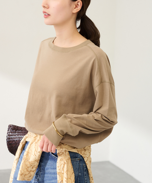 FRAMeWORK（フレームワーク）の「ミニ裏毛ラウンドヘムプルオーバー（Tシャツ/カットソー・レディース・ブラック/ホワイト/ベージュ/イエロー・FREE）」の3枚目の写真