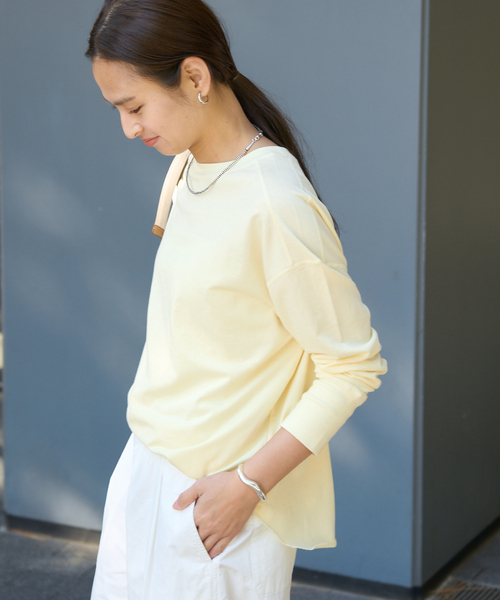 FRAMeWORK（フレームワーク）の「ミニ裏毛ラウンドヘムプルオーバー（Tシャツ/カットソー・レディース・ブラック/ホワイト/ベージュ/イエロー・FREE）」の4枚目の写真