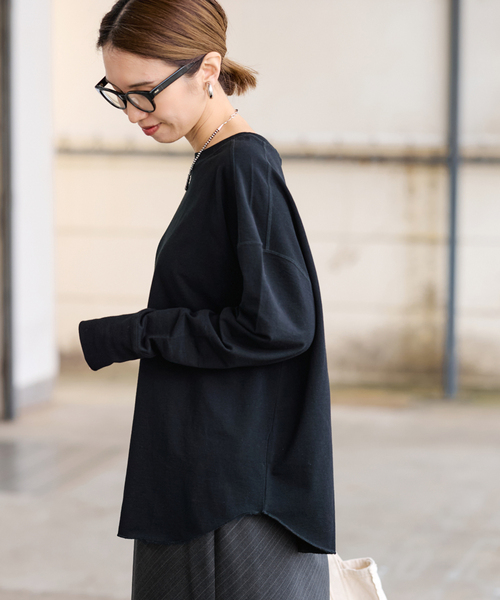 FRAMeWORK（フレームワーク）の「ミニ裏毛ラウンドヘムプルオーバー（Tシャツ/カットソー・レディース・ブラック/ホワイト/ベージュ/イエロー・FREE）」の10枚目の写真